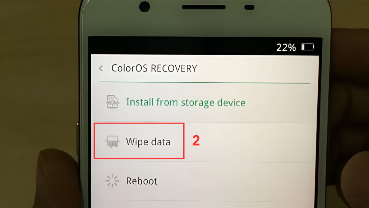 Sửa lỗi Oppo bị lỗi Select Language - Xóa dữ liệu bước 2