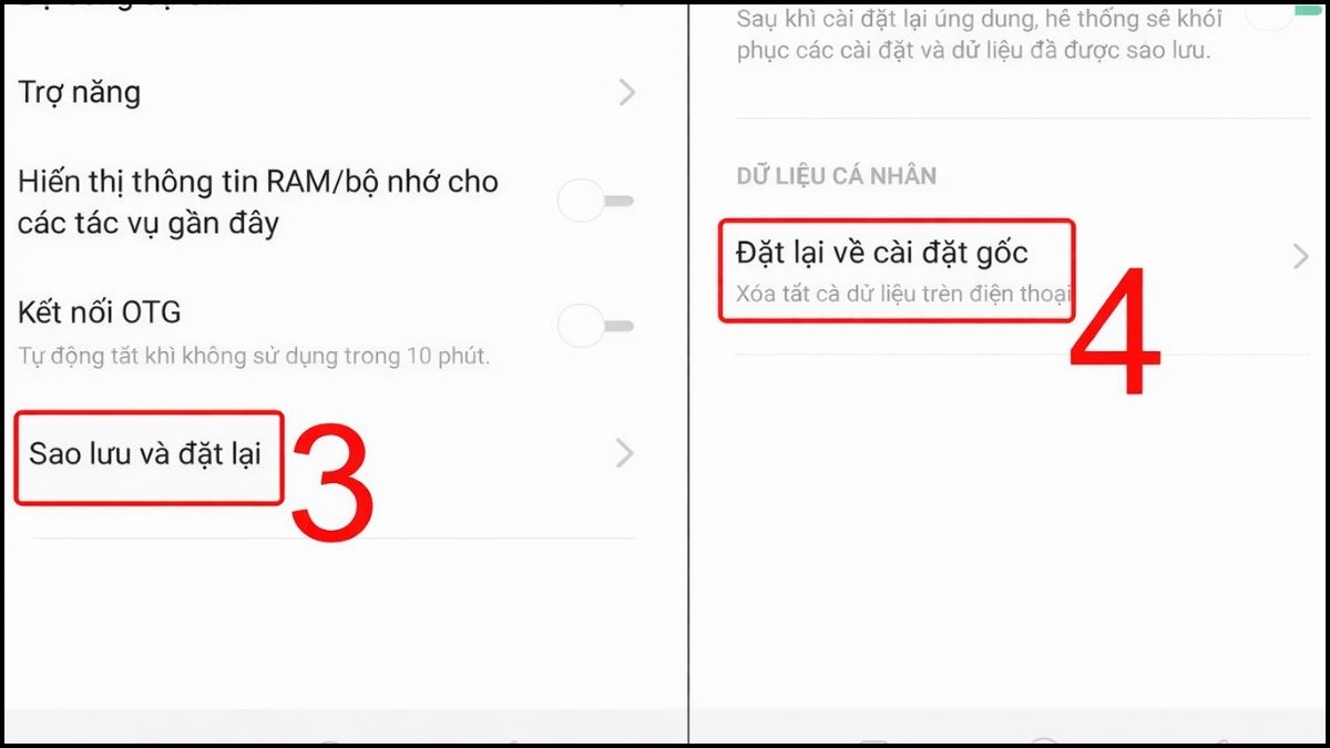 Cách xử lý lỗi OPPO không nhận thẻ nhớ - Khôi phục cài đặt gốc bước 2