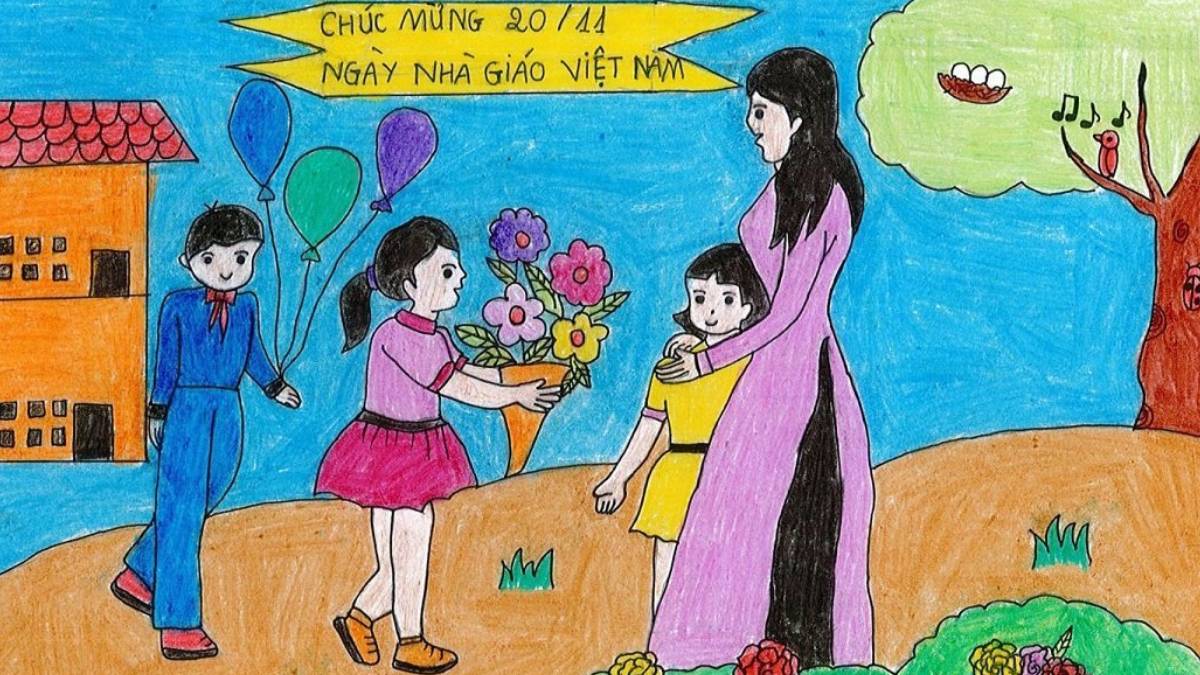 Quà tặng 20/11 cho cô giáo mầm non - Tranh vẽ cô giáo
