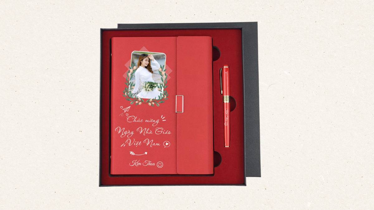 Quà tặng 20/11 cho cô giáo mầm non - Set quà bút và sổ tay