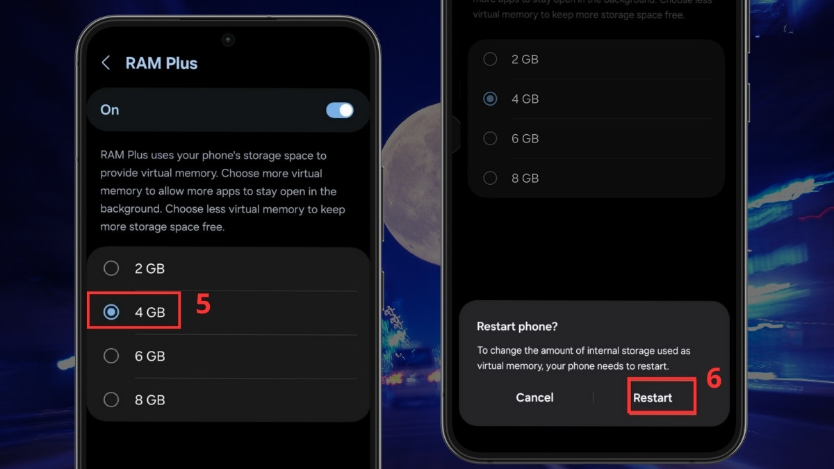 Cách chỉnh dung lượng RAM Plus là gì? Bước 5, 6