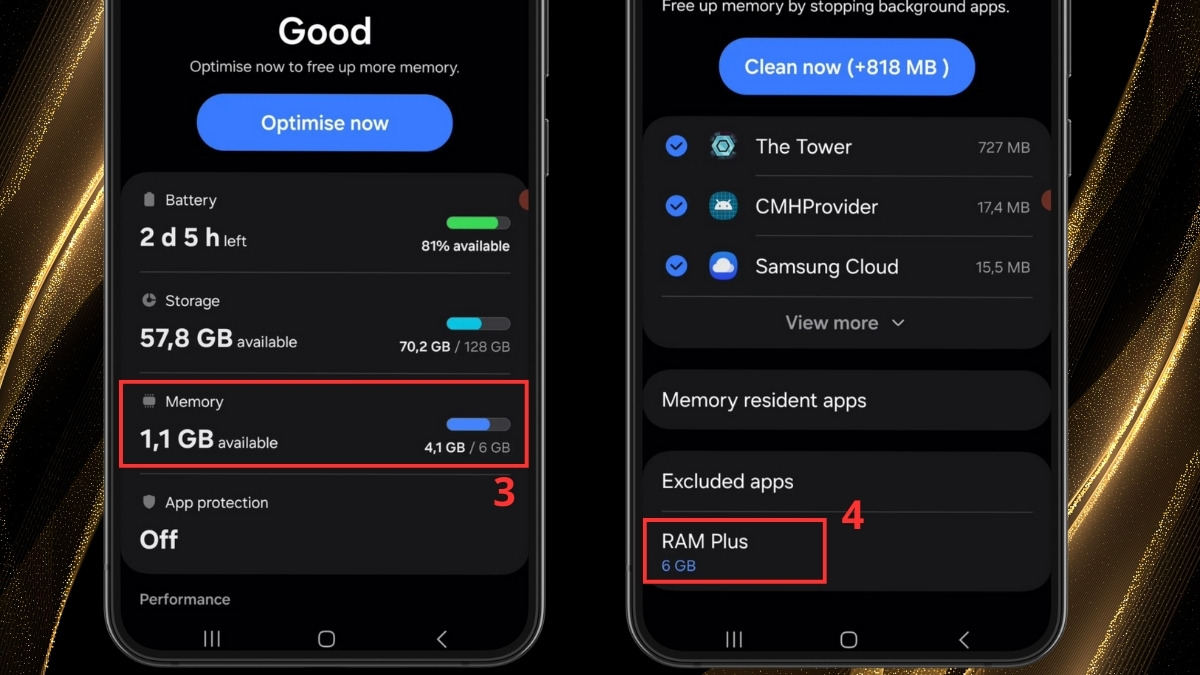 Cách tắt RAM Plus là gì? Bước 3, 4