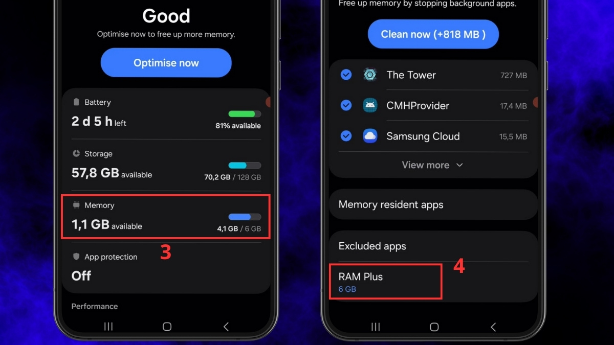 Cách bật RAM Plus là gì? Bước 3, 4