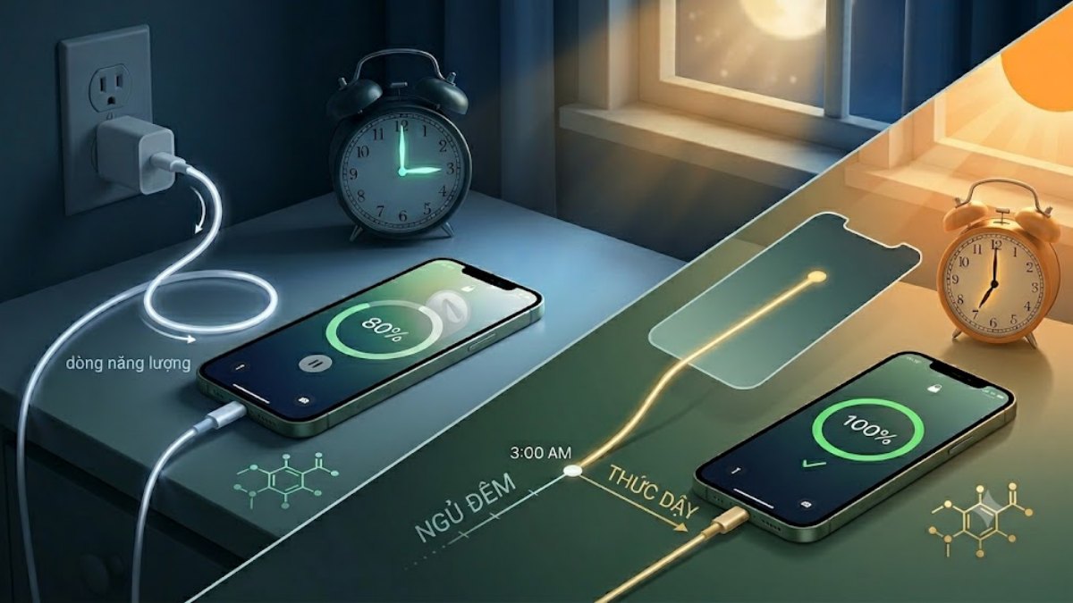 Sạc iPhone qua đêm có sao không? Cơ chế sạc