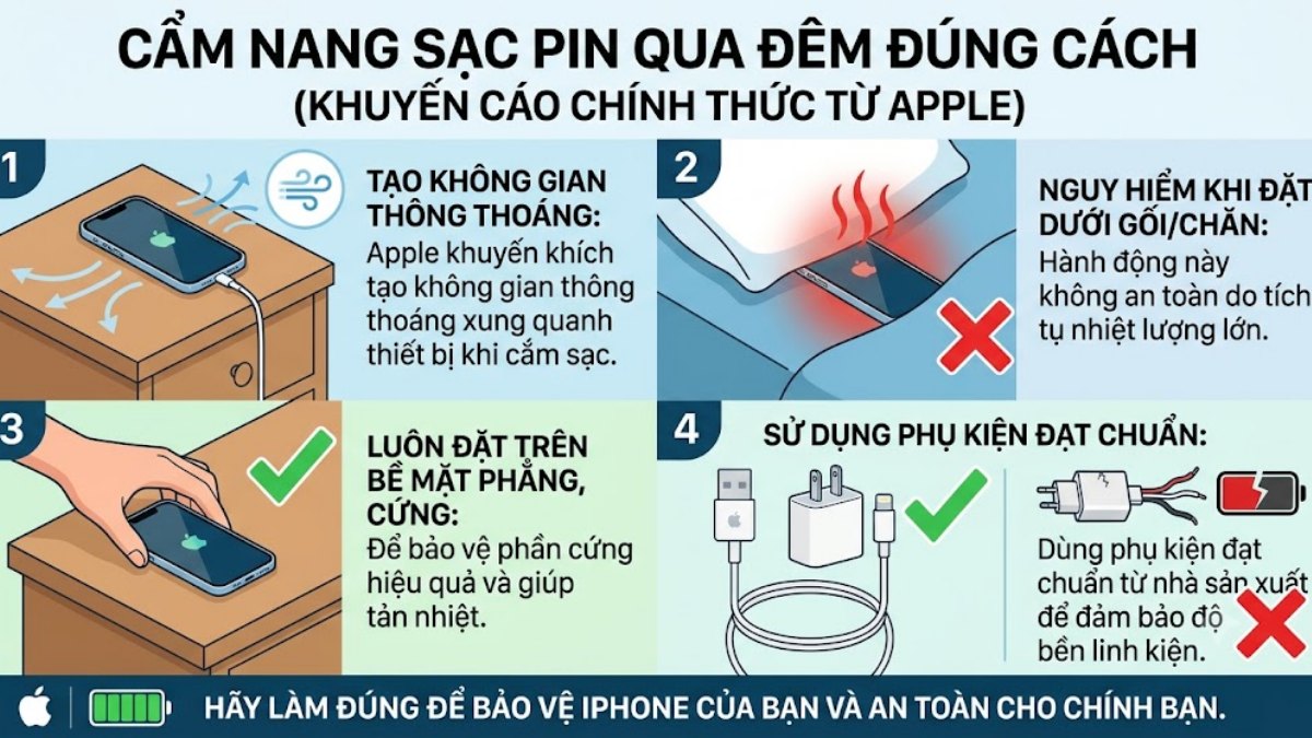 Sạc iPhone qua đêm có sao không? Cách sạc đúng cách