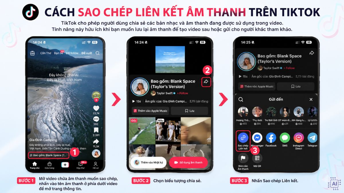 Cách sao chép liên kết TikTok - Liên kết âm thanh