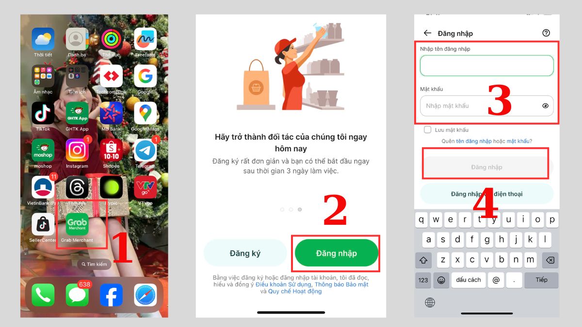 Hướng dẫn sử dụng app Grab Merchant - Đăng nhập