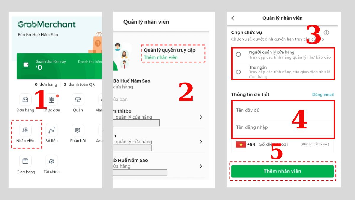 Hướng dẫn sử dụng app Grab Merchant phân quyền chỉnh sửa