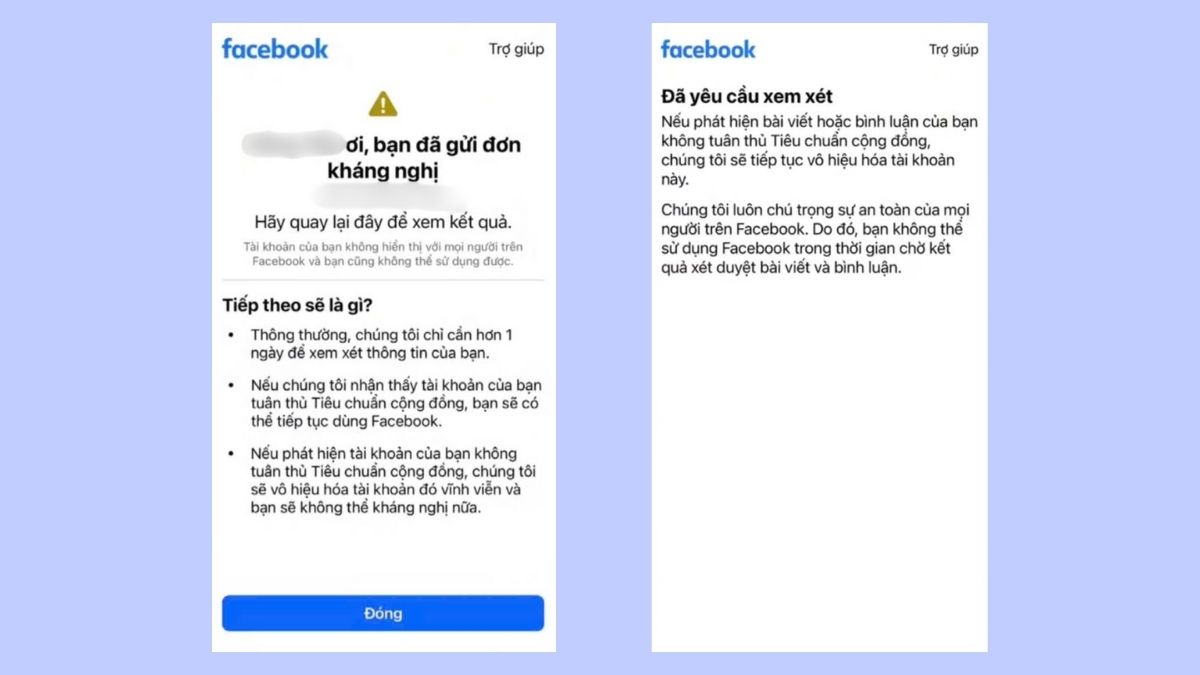 Các bước mở tài khoản Facebook bị đình chỉ 180 ngày - Theo dõi kết quả kháng nghị