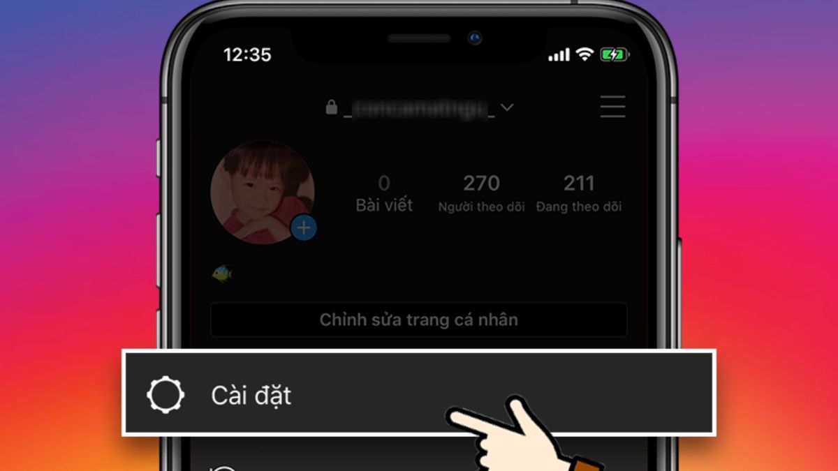 Cách chuyển sang tài khoản riêng tư Instagram bước 2