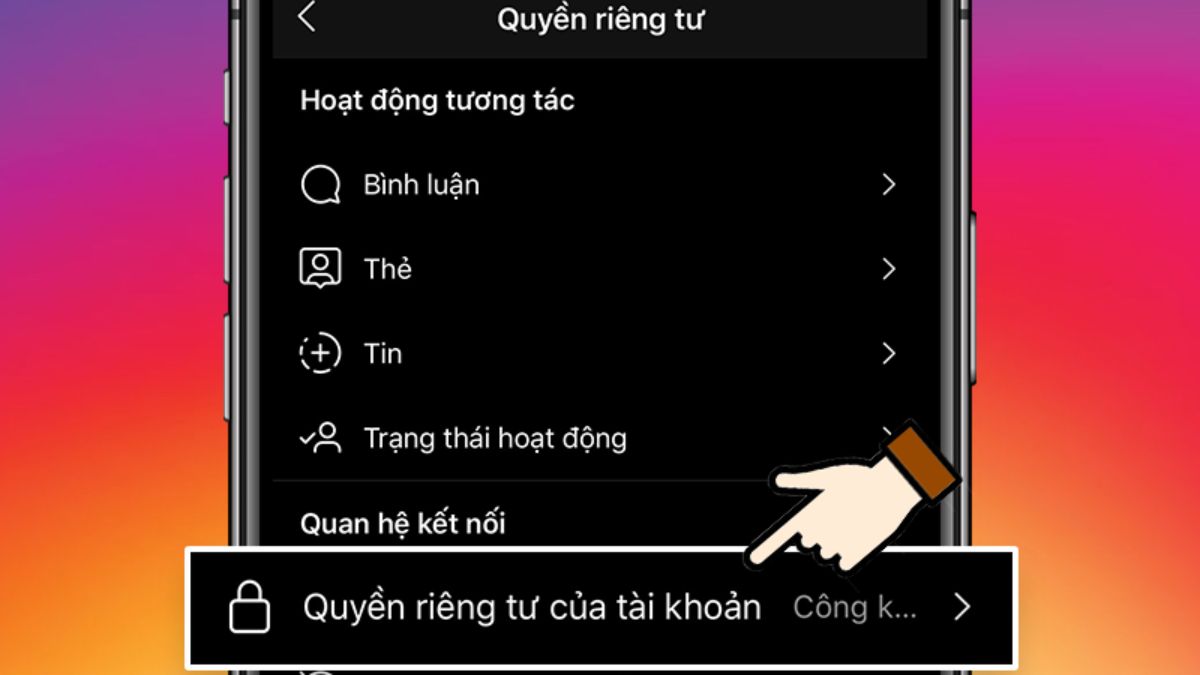 Cách chuyển sang tài khoản riêng tư Instagram bước  4
