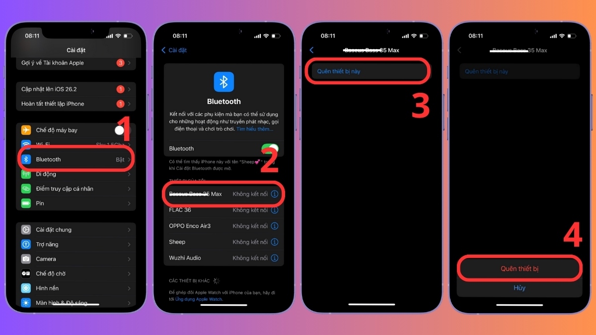 Sửa lỗi tai nghe Bluetooth bị tách làm 2 thiết bị - Chọn Hủy ghép đôi