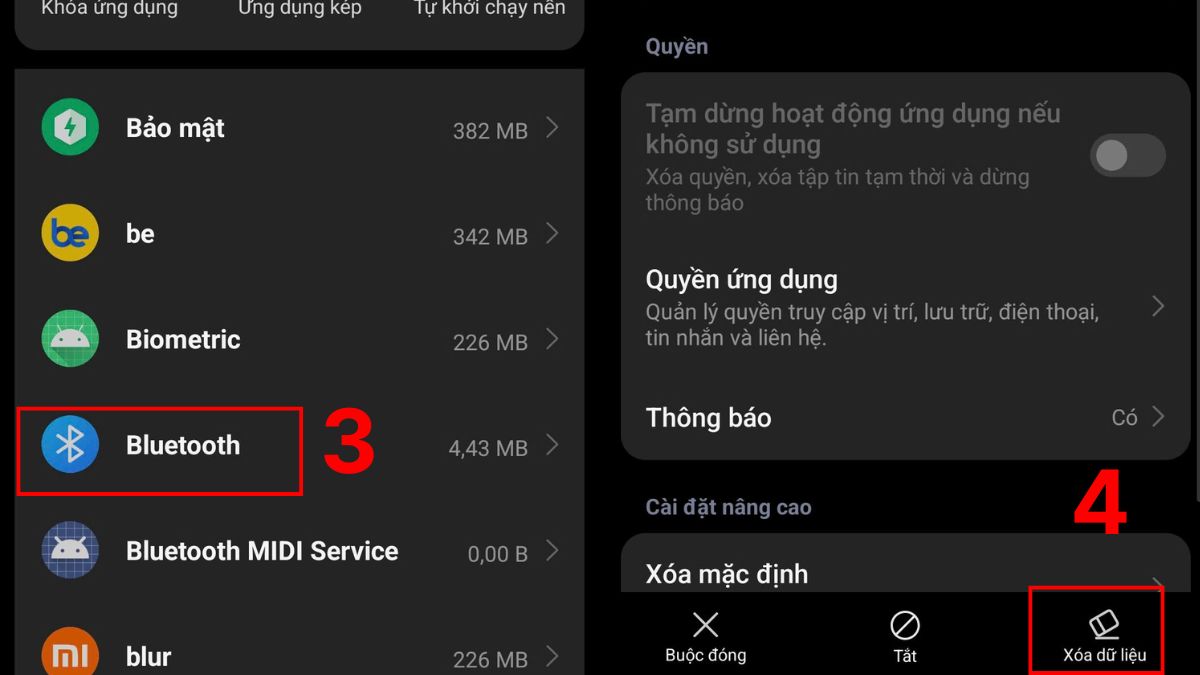 Sửa lỗi tai nghe bluetooth không kết nối được - Xóa bộ nhớ cache bước 2
