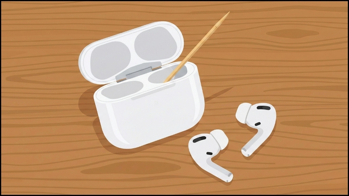 Sửa tai nghe Bluetooth sạc không vào pin 1 bên - Sử dụng tăm bông đẩy chân sạc bị kẹt