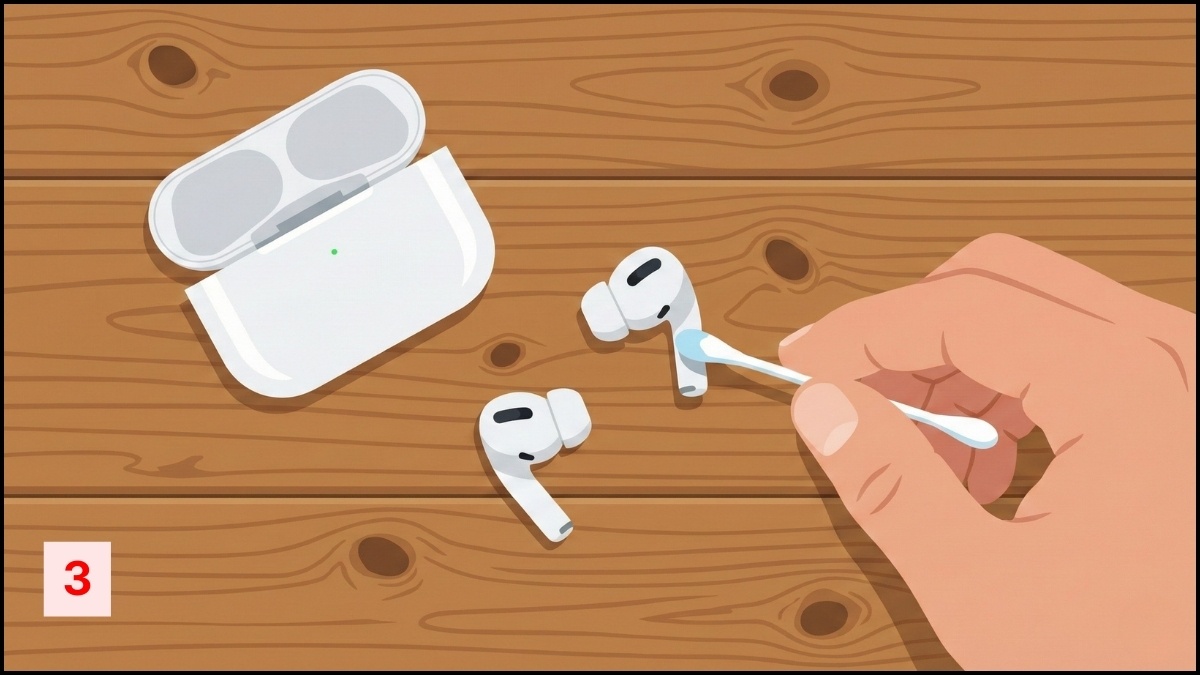 Sửa tai nghe Bluetooth sạc không vào pin 1 bên - Vệ sinh điểm tiếp xúc bước 3