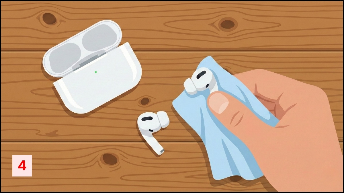 Sửa tai nghe Bluetooth sạc không vào pin 1 bên - Vệ sinh điểm tiếp xúc bước 4