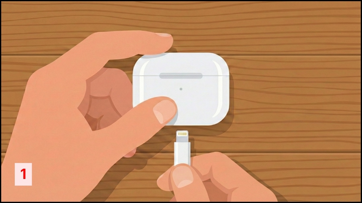 Sửa tai nghe Bluetooth sạc không vào pin 1 bên - Kiểm tra hộp sạc bước 1