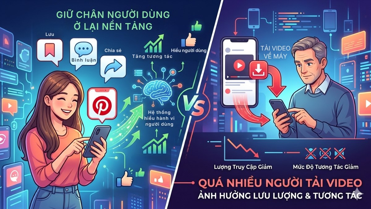 Không tải video Pinterest được do nền tảng muốn giữ chân người dùng