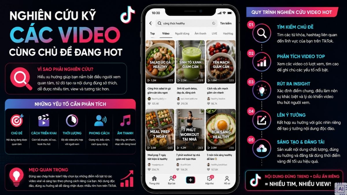 Cách tăng tim TikTok bằng cách nghiên cứu video cùng chủ đề
