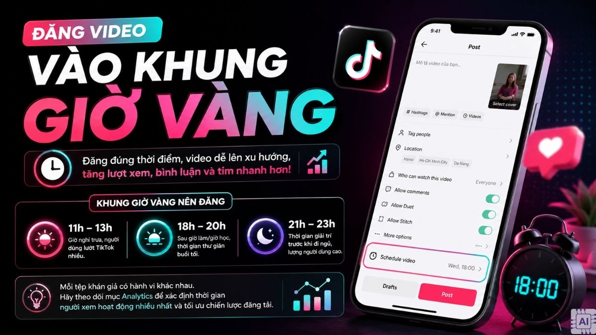 Tăng tim TikTok bằng cách đăng vào khung giờ vàng
