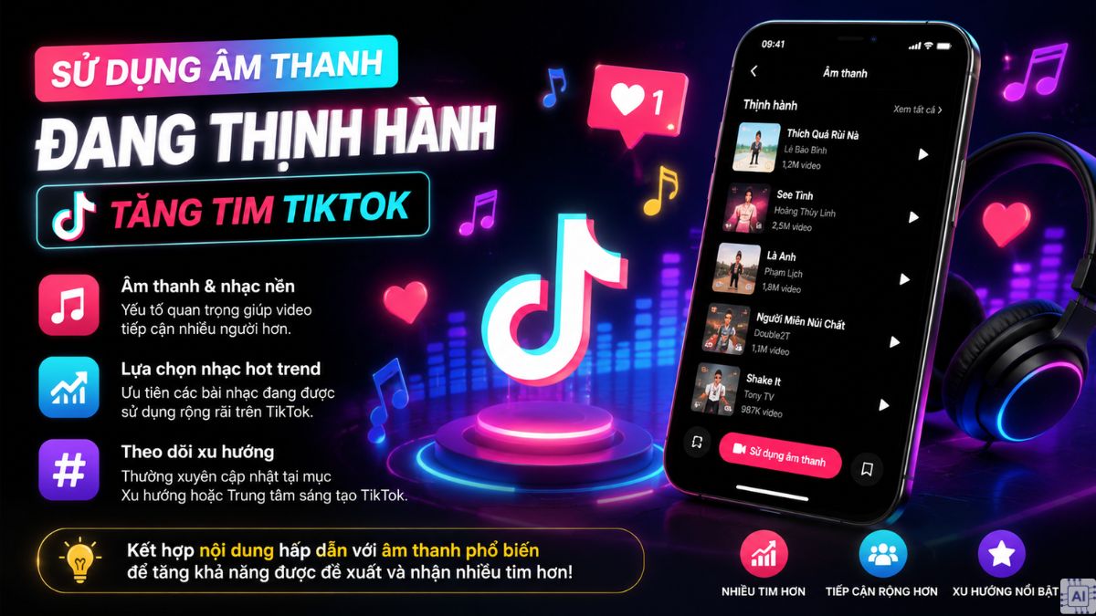 Tăng tim TikTok bằng cách sử dụng âm thanh thịnh hành