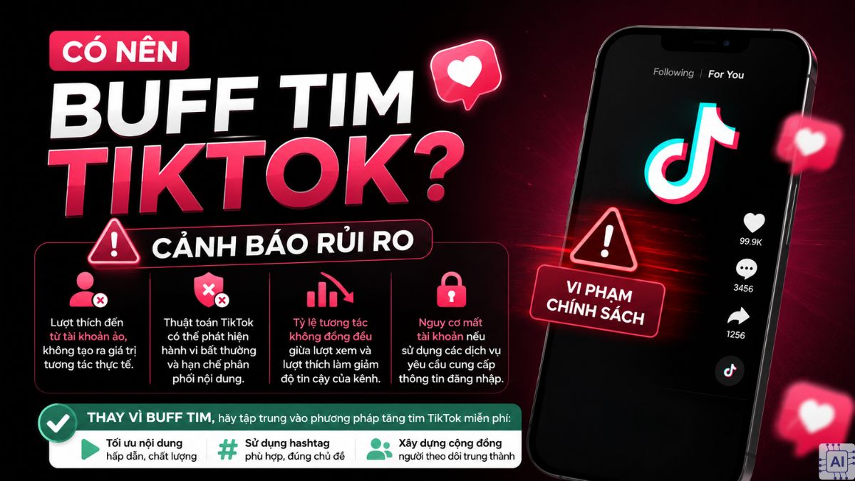 Không nên tăng tim TikTok bằng cách buff tim