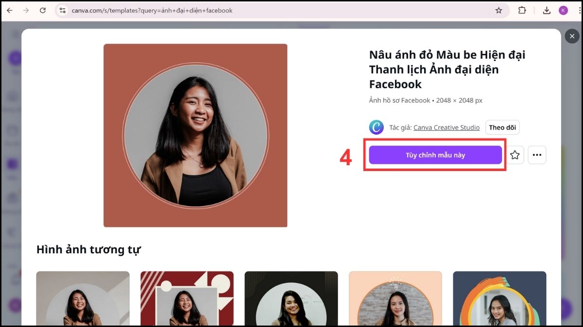 Tạo avatar Facebook bằng Canva bước 4