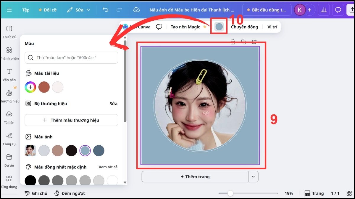 Tạo avatar Facebook bằng Canva bước 9, 10
