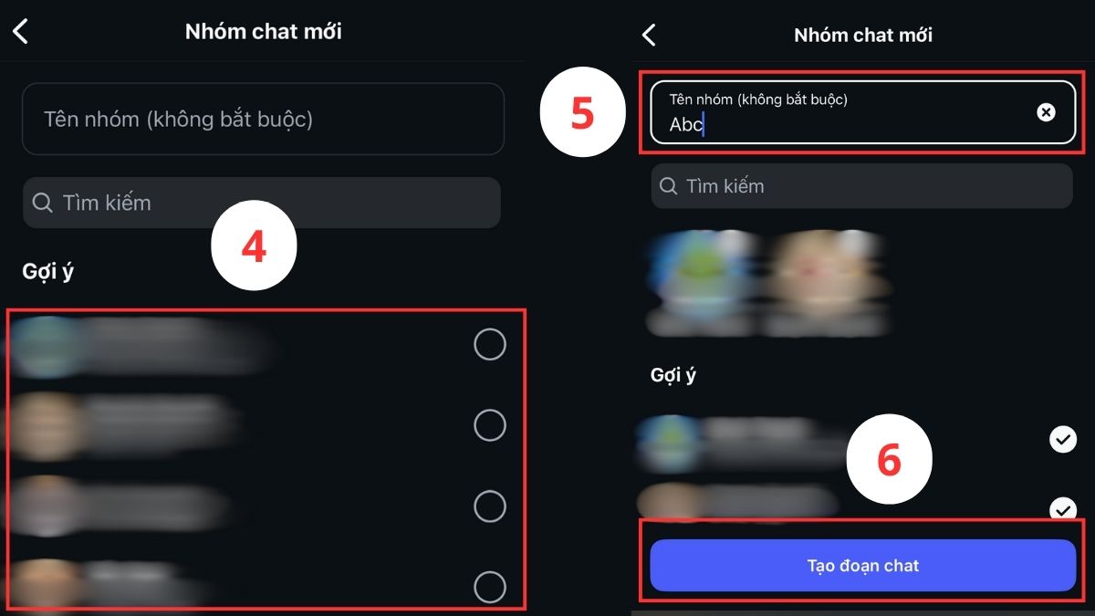 Cách tạo nhóm Instagram trên điện thoại bước 4, 5