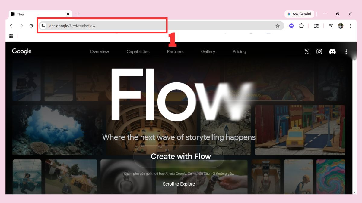 Tạo video AI bằng Gemini Veo 3 qua Google Labs Flow bước 1-1