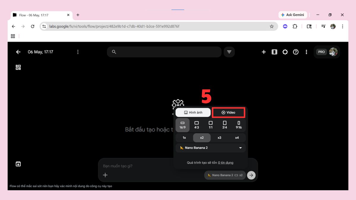 Tạo video AI bằng Gemini Veo 3 qua Google Labs Flow bước 2-3