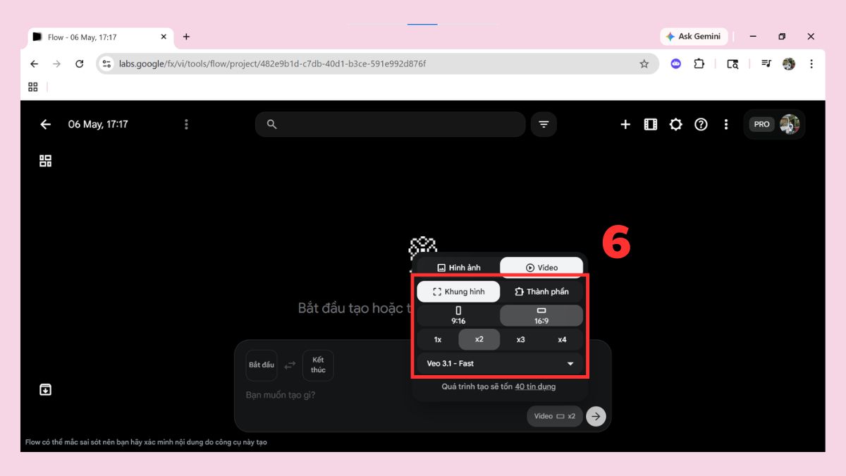 Tạo video AI bằng Gemini Veo 3 qua Google Labs Flow bước 2-4