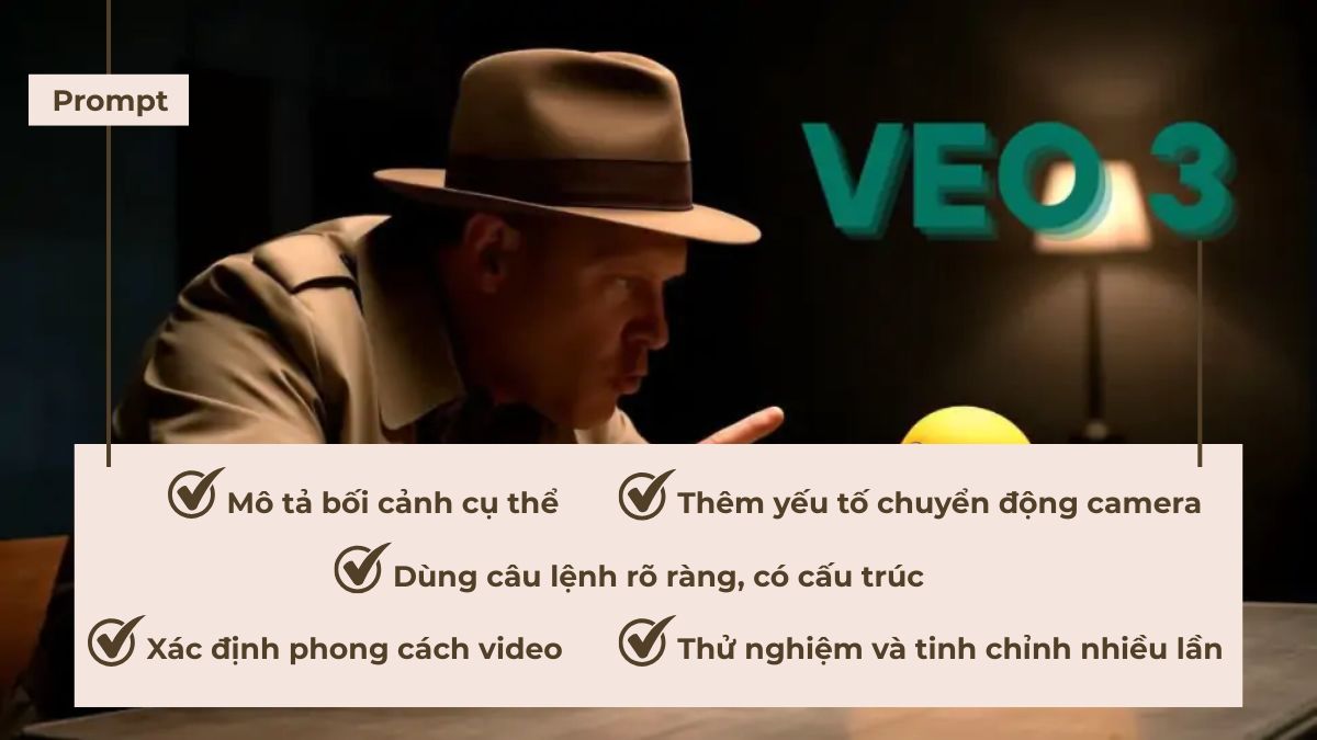 Tạo video AI bằng Gemini Veo 3 với prompt đầy đủ yêu cầu
