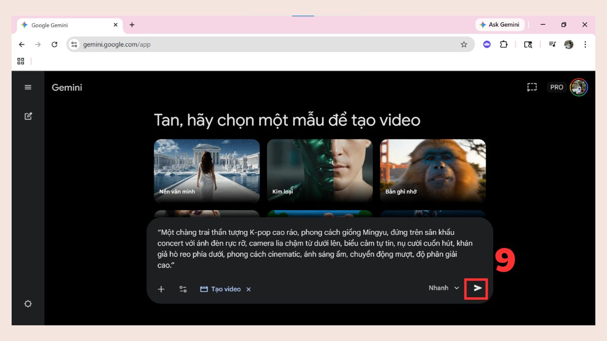 Tạo video AI bằng Gemini Veo 3 trên Gemini bước 3-1