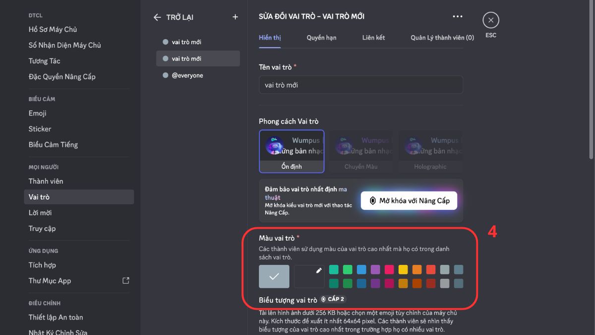 Đổi màu tên Discord bước 3