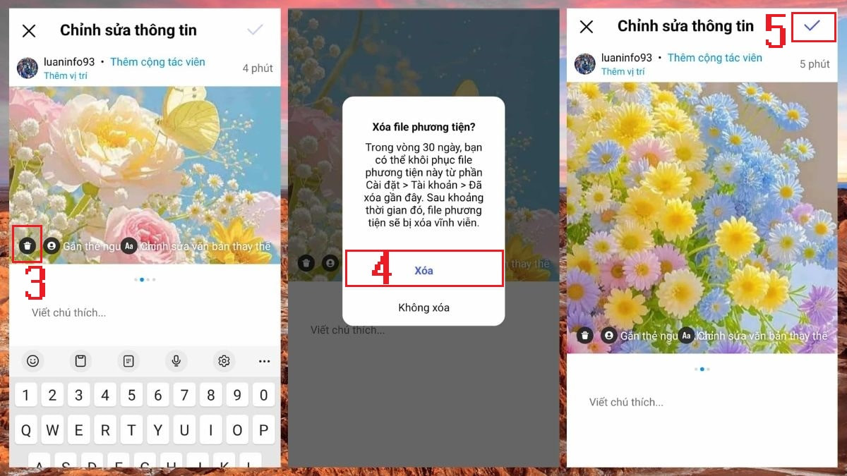 Cách đổi ảnh đã đăng trên Instagram bước 3, 4, 5