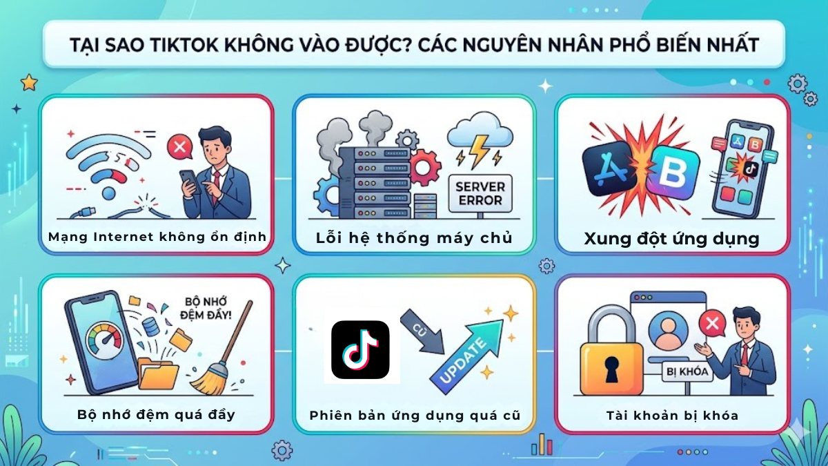 Tiktok không vào được do nhiều nguyên nhân