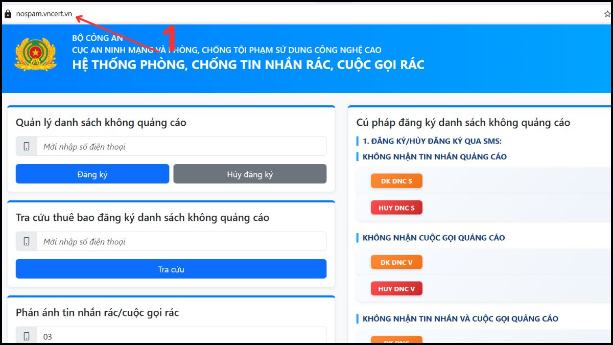 Cách tra cứu số điện thoại và phản ánh số lừa đảo bước 1