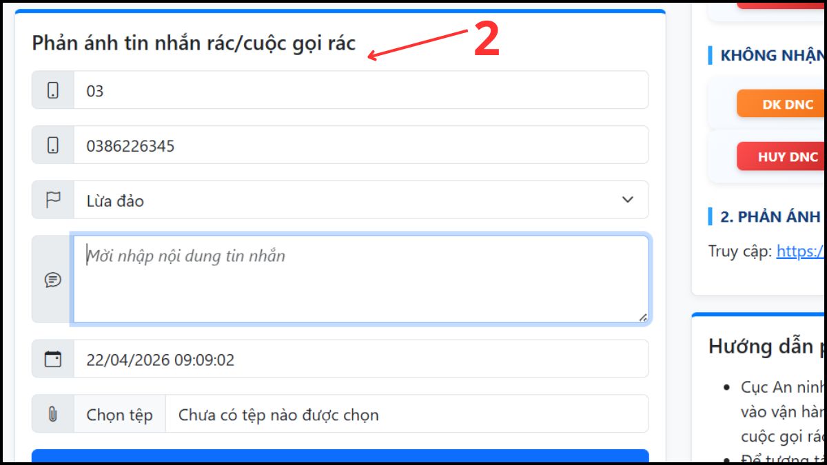 Cách tra cứu số điện thoại và phản ánh số lừa đảo bước 2