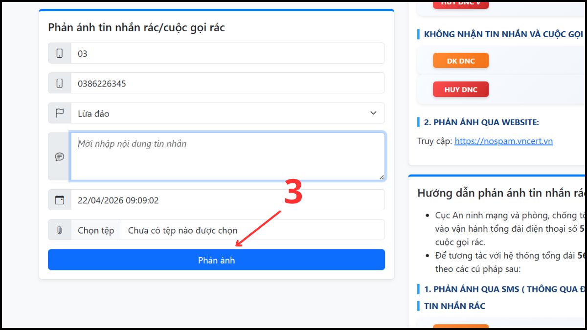 Cách tra cứu số điện thoại và phản ánh số lừa đảo bước 3