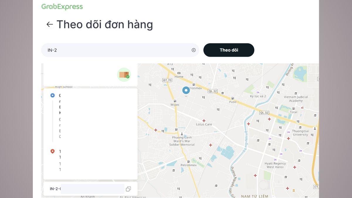 Theo dõi hành trình đơn hàng với mã vận đơn Grab Express bước 3