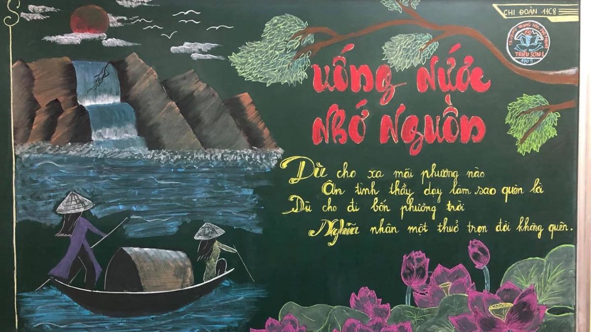 Tranh vẽ 20/11 - Trang trí trên bảng mẫu 3