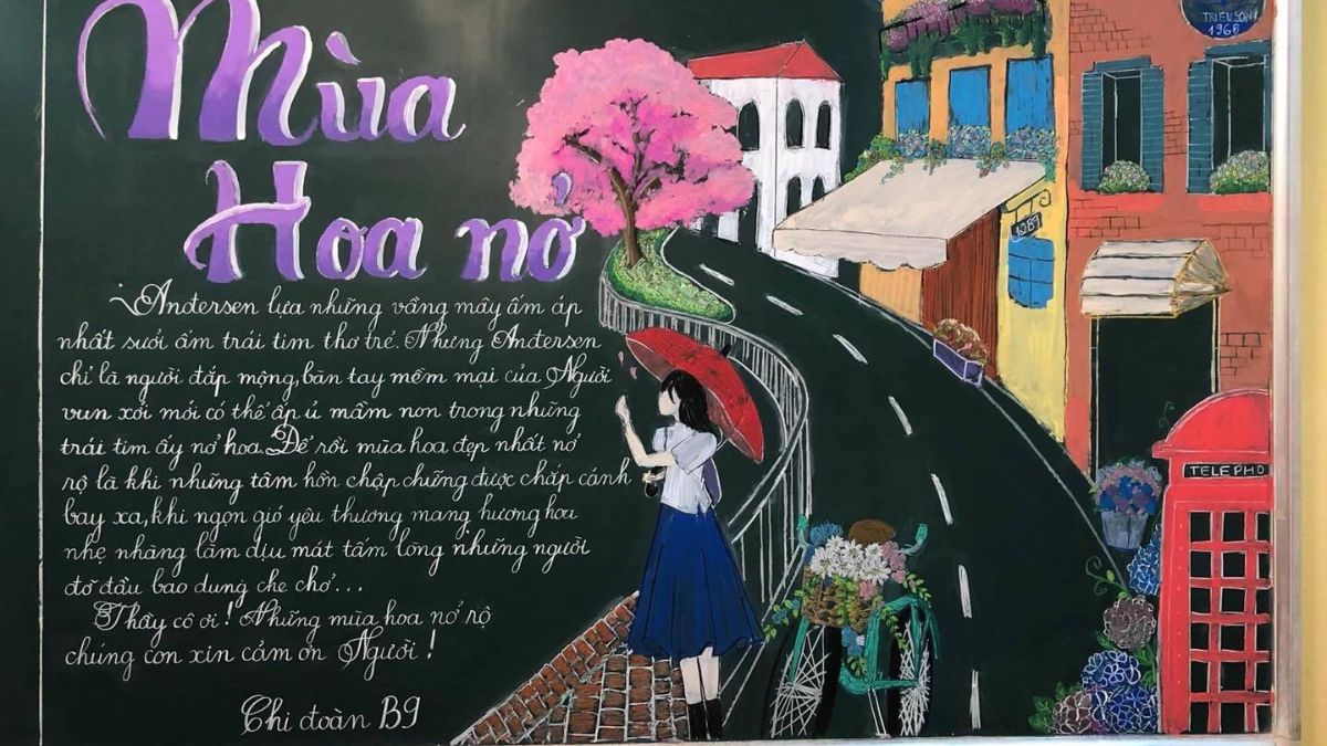 Tranh vẽ 20/11 - Trang trí trên bảng mẫu 4