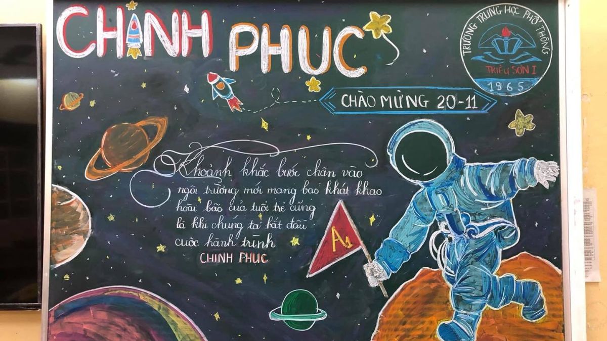 Tranh vẽ 20/11 - Trang trí trên bảng mẫu 1