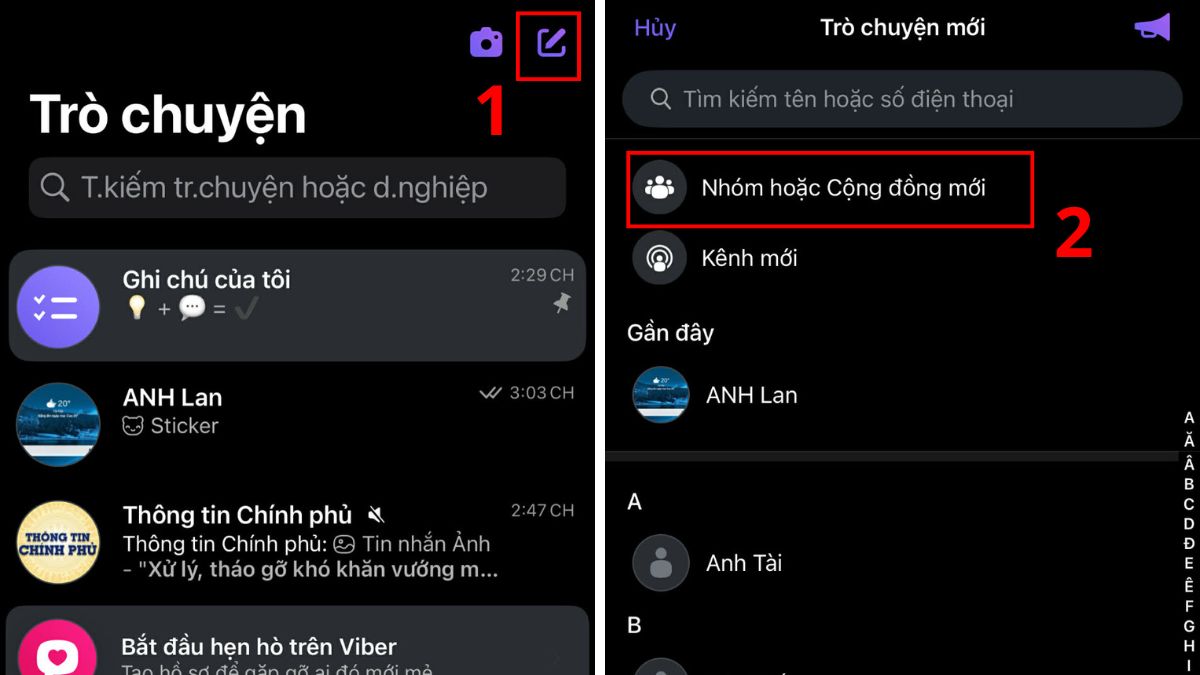 Viber là gì? Cách tạo nhóm chat trên Viber bước 1, 2