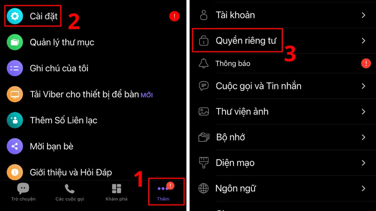 Viber là gì? Cài đặt chế độ Onlien và Read bước 1, 2, 3