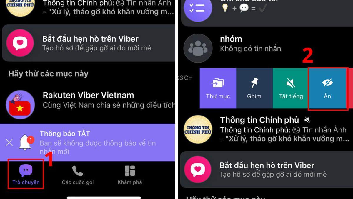 Viber là gì? Cách ẩn cuộc trò chuyện và đặt mã PIN bước 1, 2