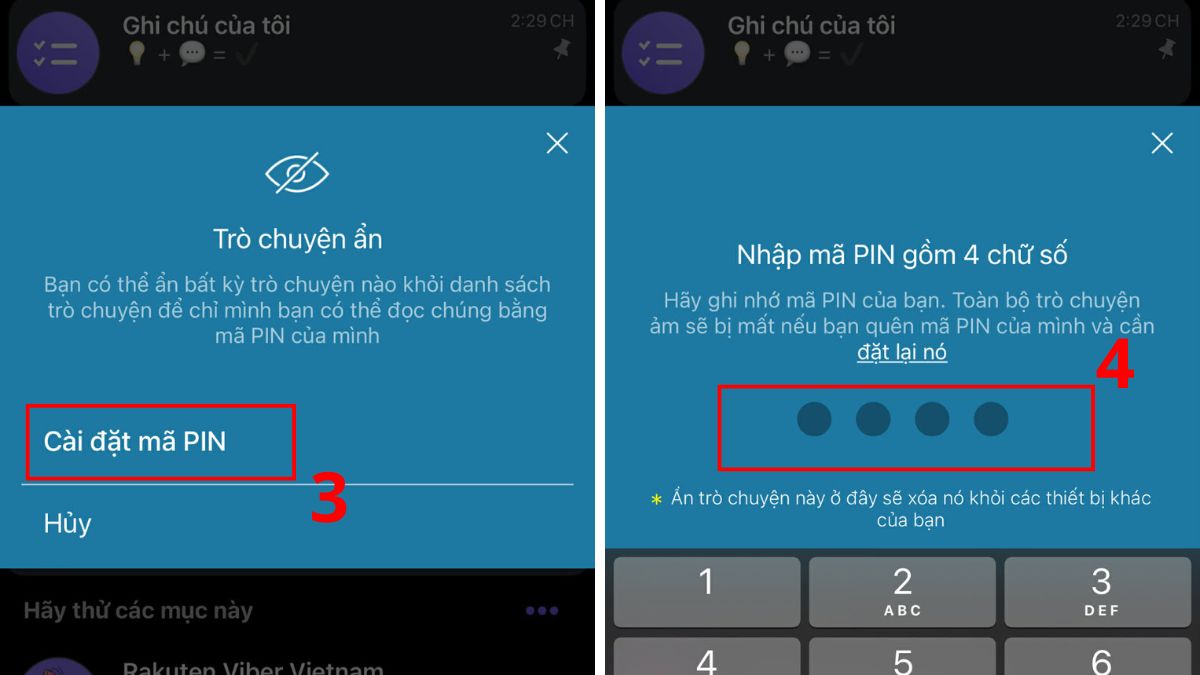 Viber là gì? Cách ẩn cuộc trò chuyện và đặt mã PIN bước 3, 4