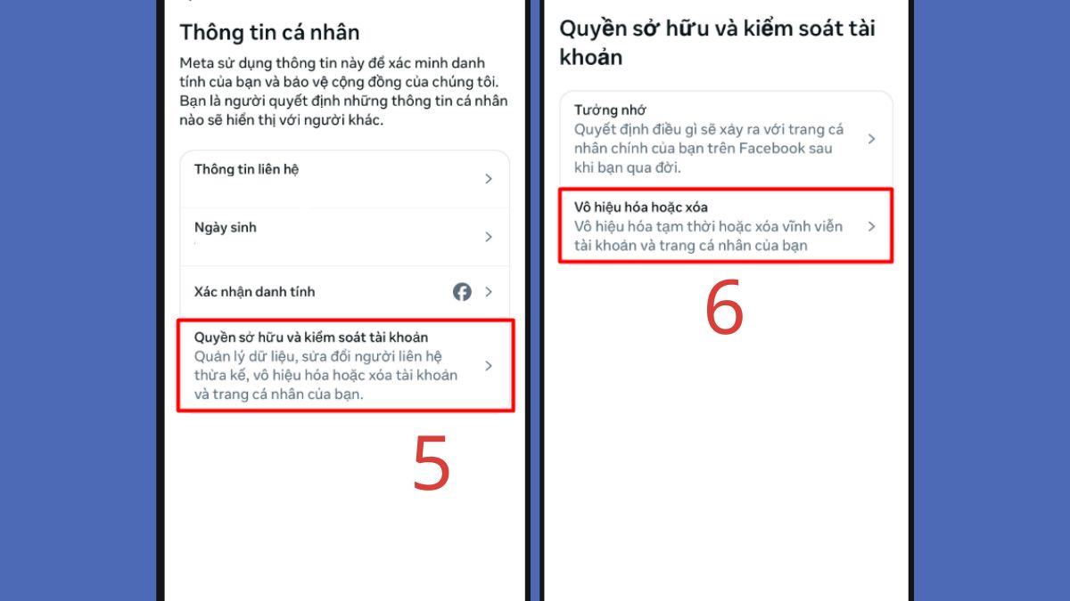 Cách vô hiệu hóa Facebook vĩnh viễn bước 5, 6