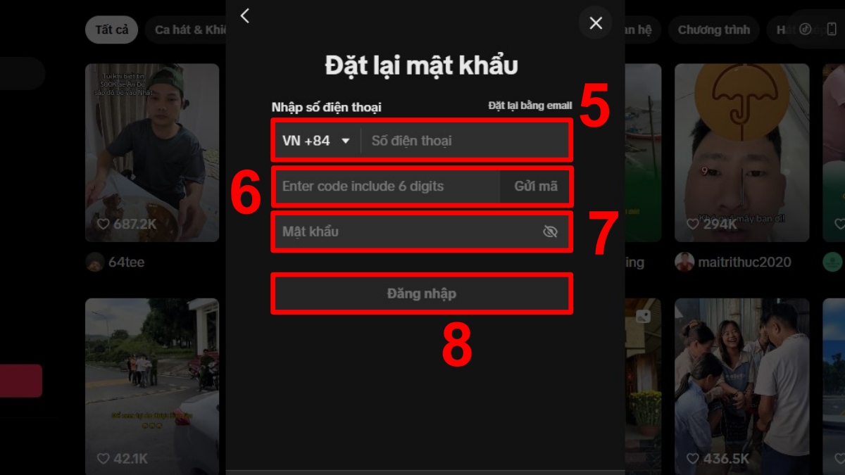 Cách xóa tài khoản TikTok trong trường hợp quên mật khẩu bước 5, 6, 7, 8
